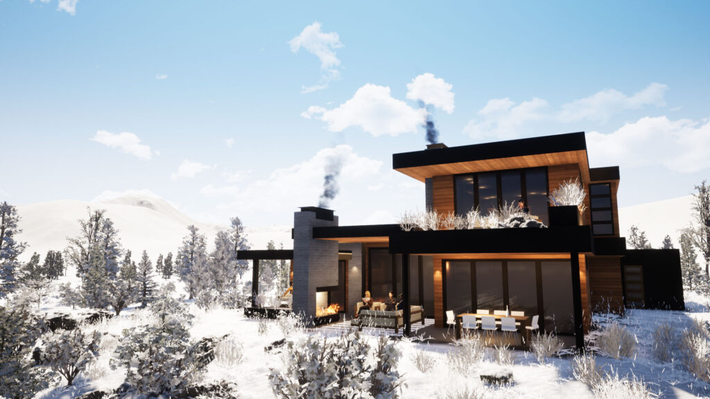 Horizontal Snowing Tree House